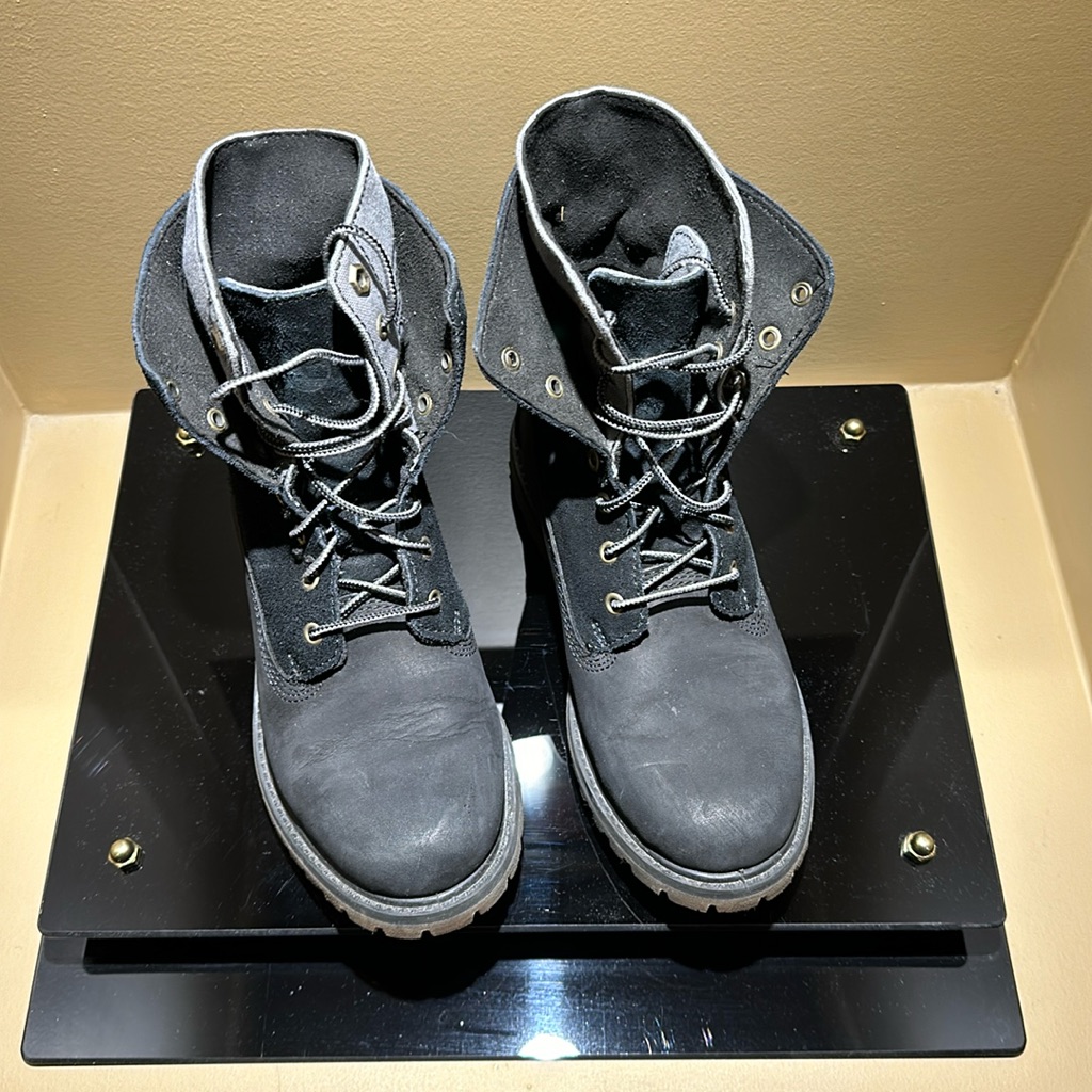 Timberland Women’s Black Nubuck Waterproof Double Fold Down Boots A198q